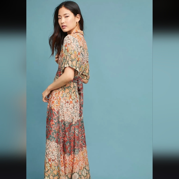 Moulinette Soeurs Printed Silk Maxi Dress sz 6 - Picture 13 of 14